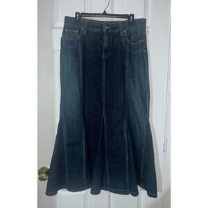 Vintage Tommy Hilfiger Jeans Skirt Size 10 Denim Long Pleated Flare Bottom Maxi